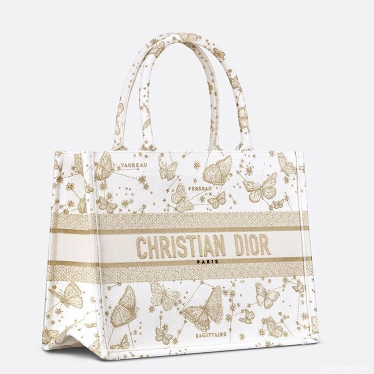 Cheap Book White Gold Dior Tote Motif Zodiac Butterfly Canvas 0718 Luxury